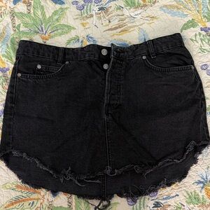 Free People Black Denim Mini Skirt